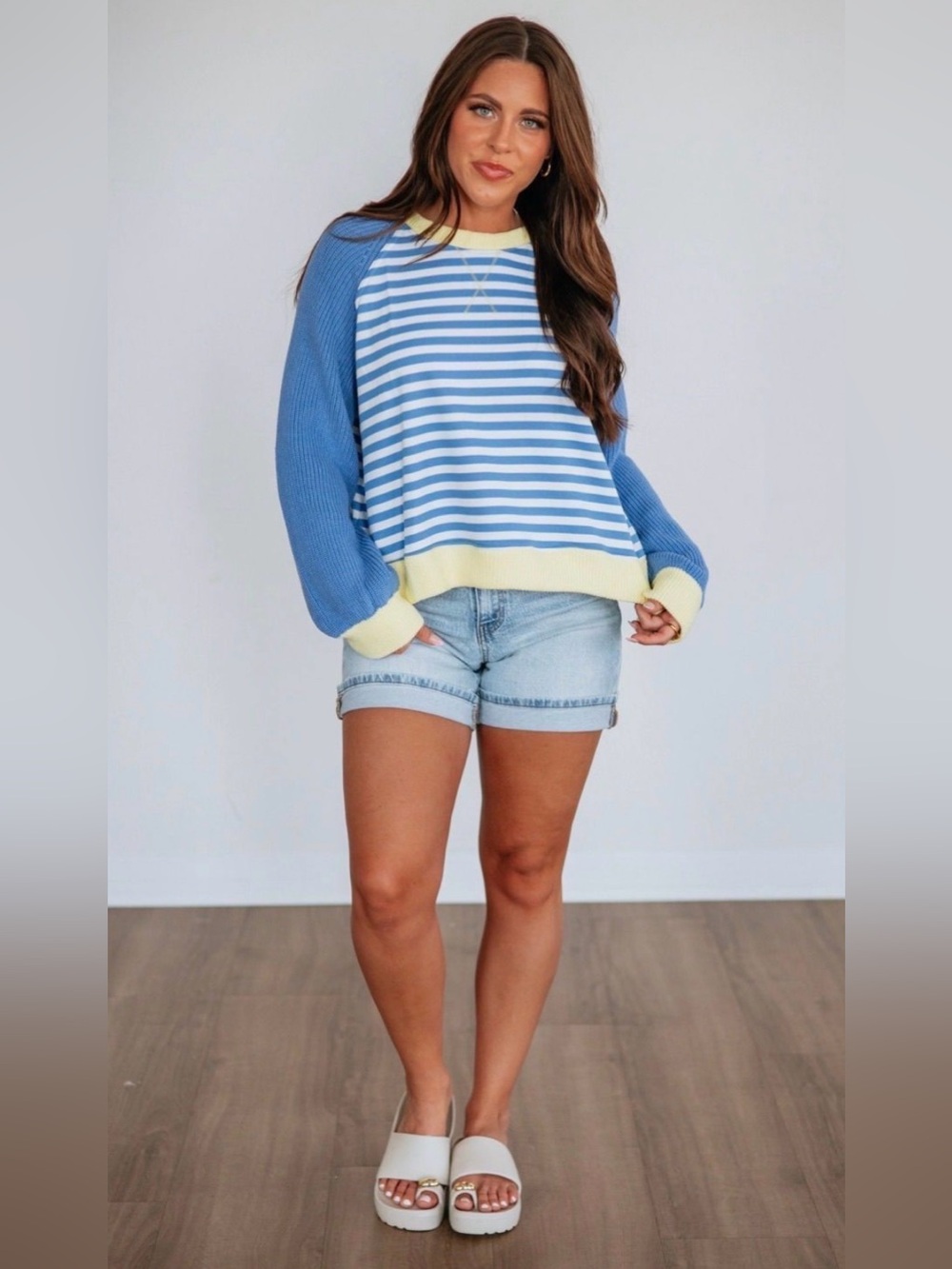 Blue & yellow Striped  Sweater